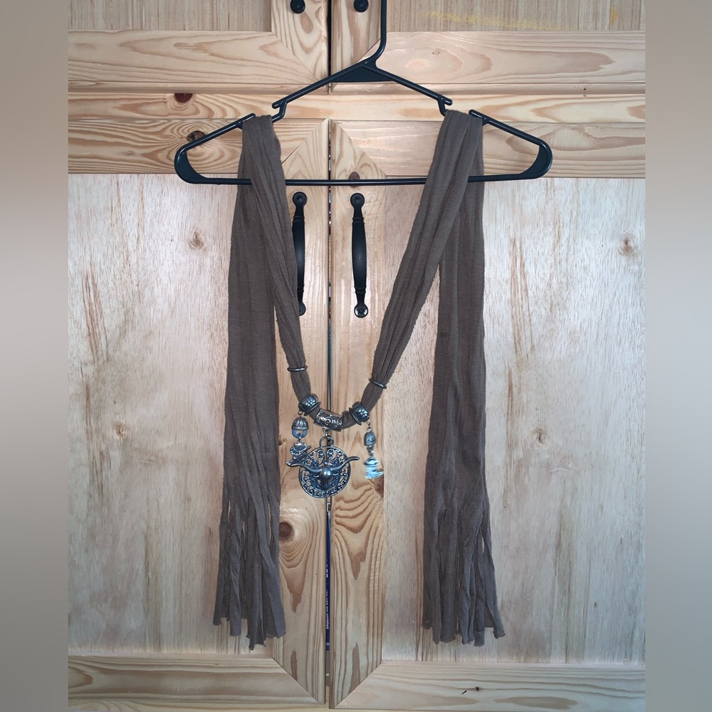 Longhorn cowgirl western scarf necklace